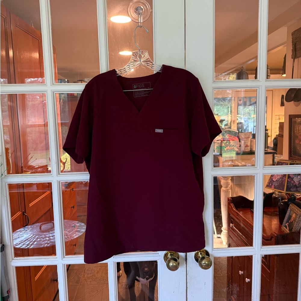 Burgundy V-Neck Scrub Top from FIGS